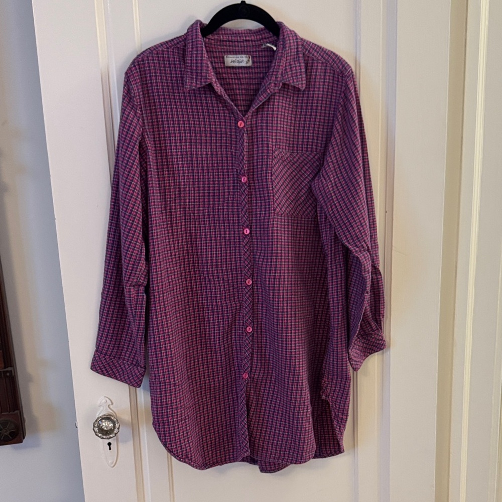 Vintage Lord & Taylor Purple Plaid Button Down Flannel Shirt